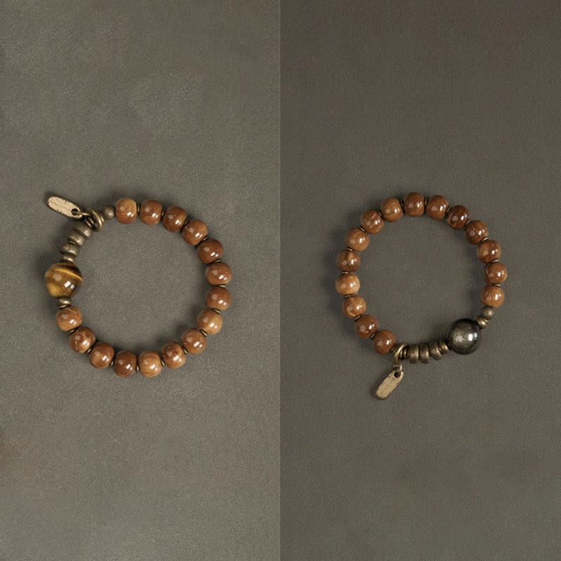Tiger Eye & Gold Sheen Obsidian Kuka Seed Wealth Bracelet