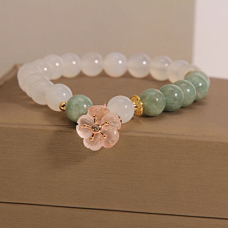 White Agate Jade Luck Protection Bracelet 14-16cm