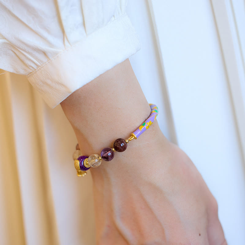 8mm Purple Phantom Jade Amethyst Bracelet for Wisdom