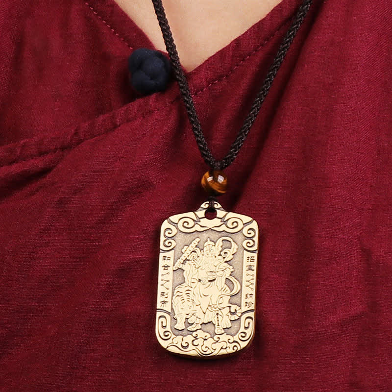 Tiger Eye God of Wealth Necklace | Copper Protection Charm