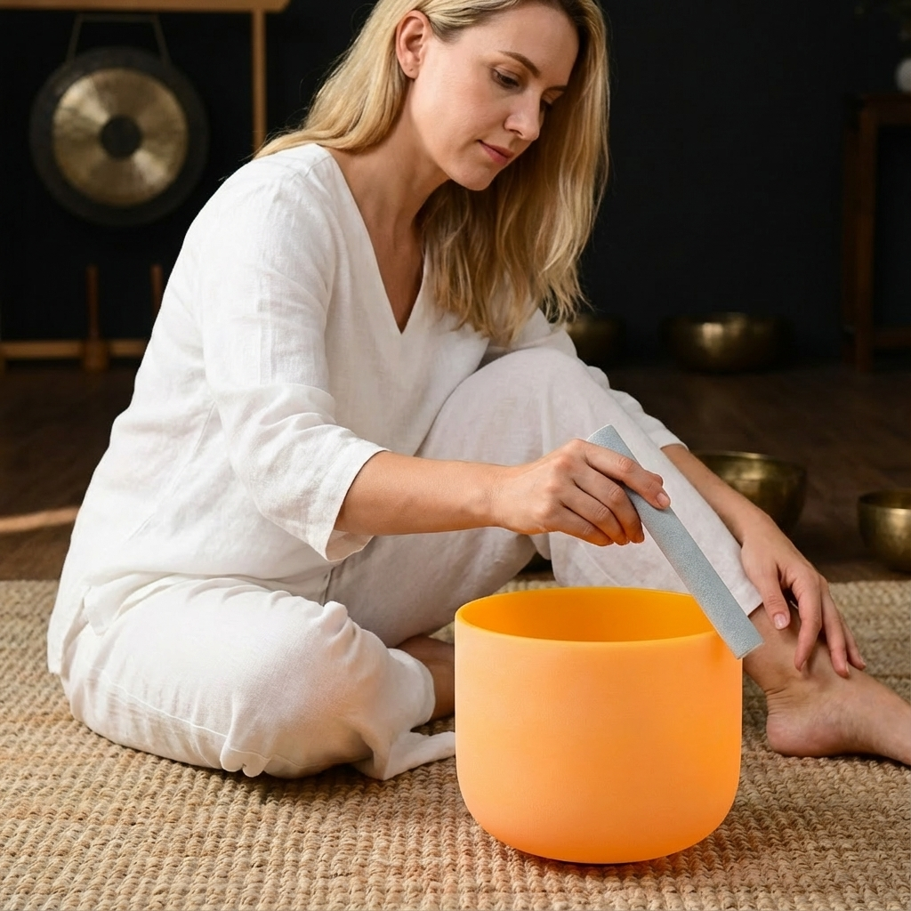 Yellow E Note Solar Plexus Chakra Crystal Singing Bowl