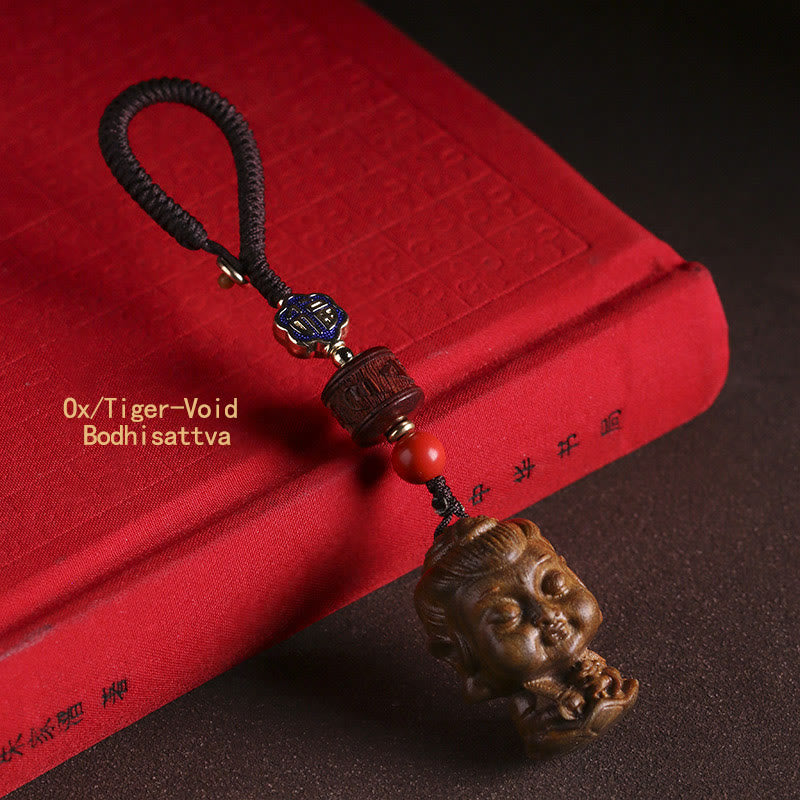 Chinese Zodiac Green Sandalwood Protection Key Chain