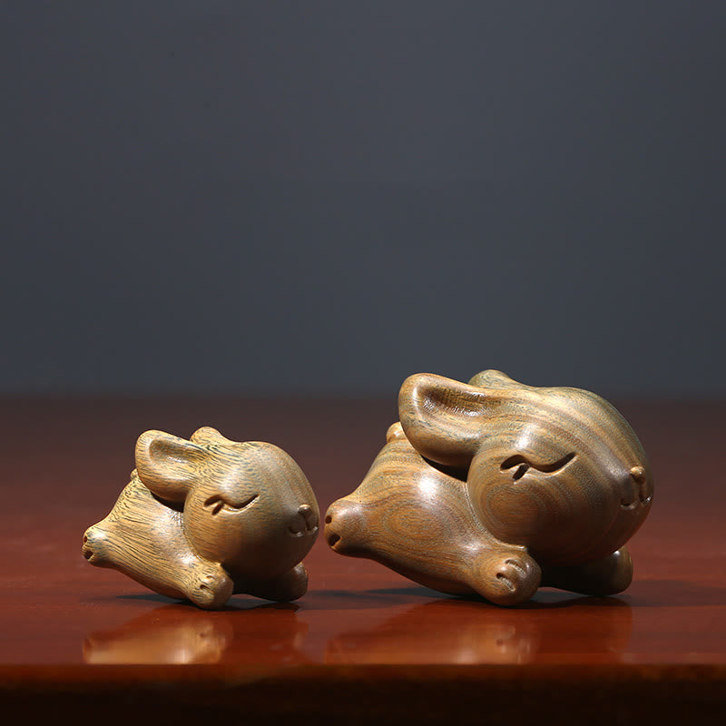 Small Green Sandalwood Rabbit Decoration for Peaceful Home
