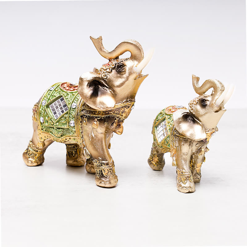 Green Feng Shui Elephant Figurine Small, Medium & Large Sizes