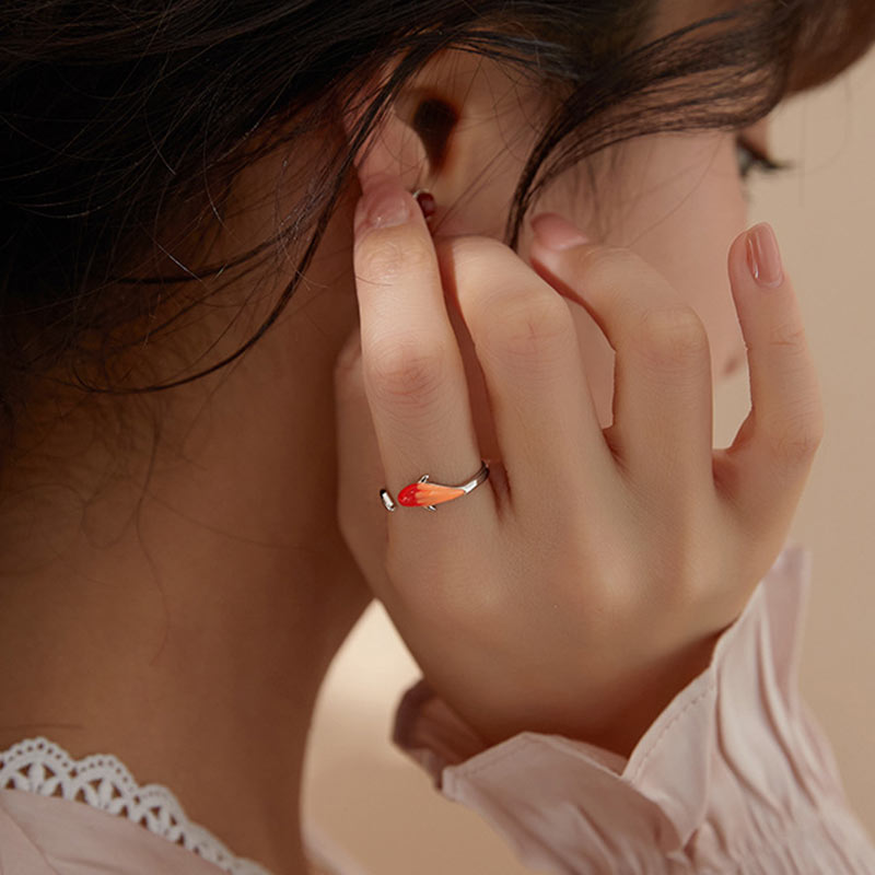 Adjustable Copper Koi Fish Ring | Balance & Luck Jewelry