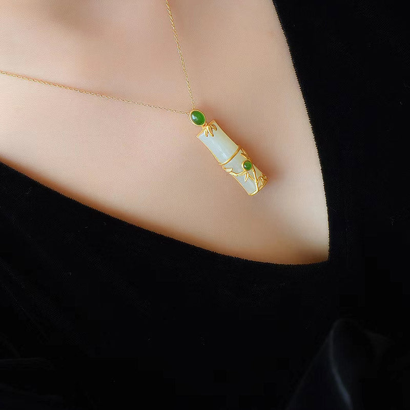 Unisex White Jade Cyan Jade Protection Necklace