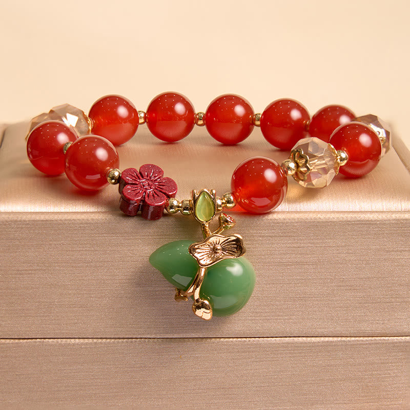10mm Natural Red and Green Agate Confidence Bracelet