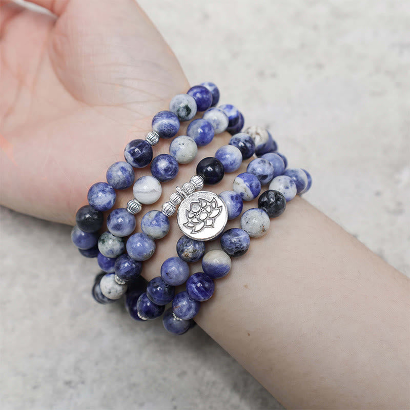 6mm Blue Aventurine Lotus Peace Necklace & Bracelet