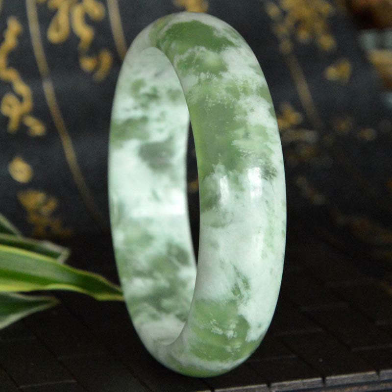 58-60mm Natural Jade Luck Prosperity Bracelet Bangle