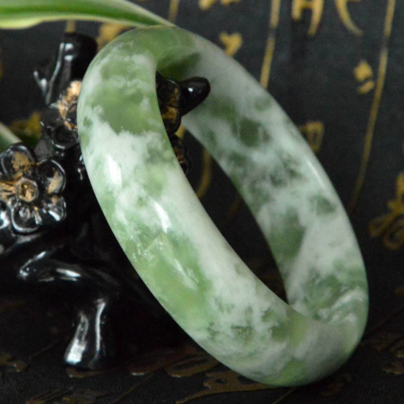 58-60mm Natural Jade Luck Prosperity Bracelet Bangle