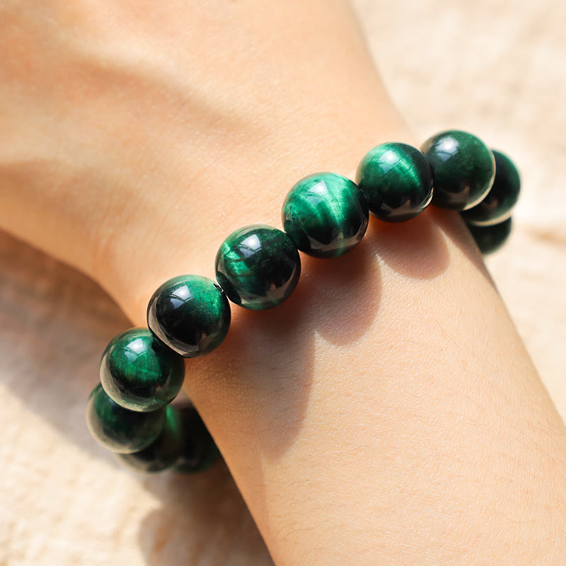 10mm Green Tiger Eye Growth Energy Bracelet