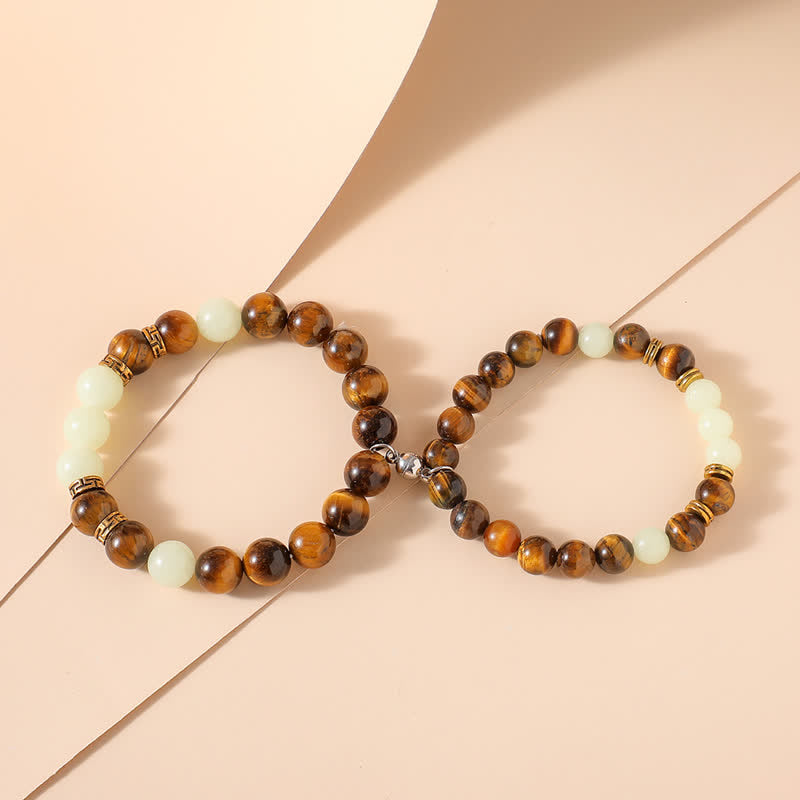 Unisex Tiger Eye Glowstone Protection Couple Bracelet