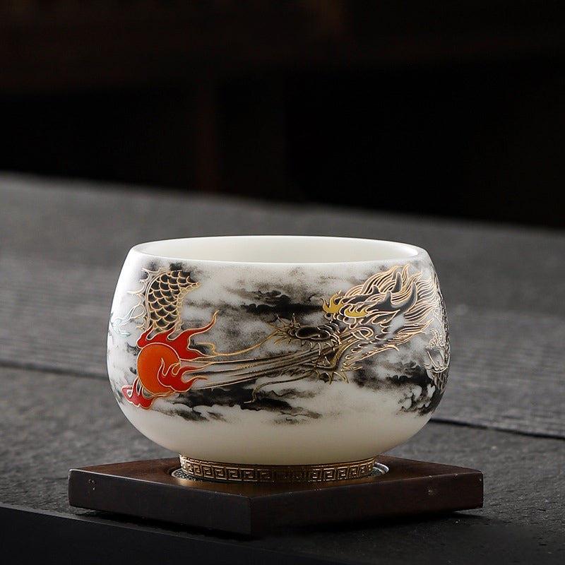 Dragon Playing with Pearl Ceramic Teacup 160ml | Tableware