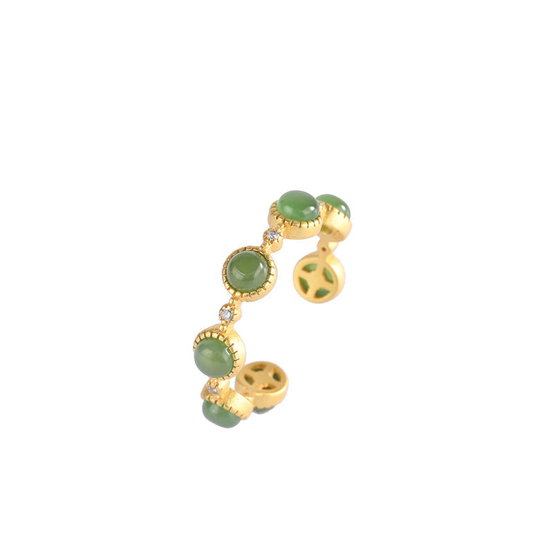 Adjustable Cyan Jade Healing Ring for Calm & Harmony