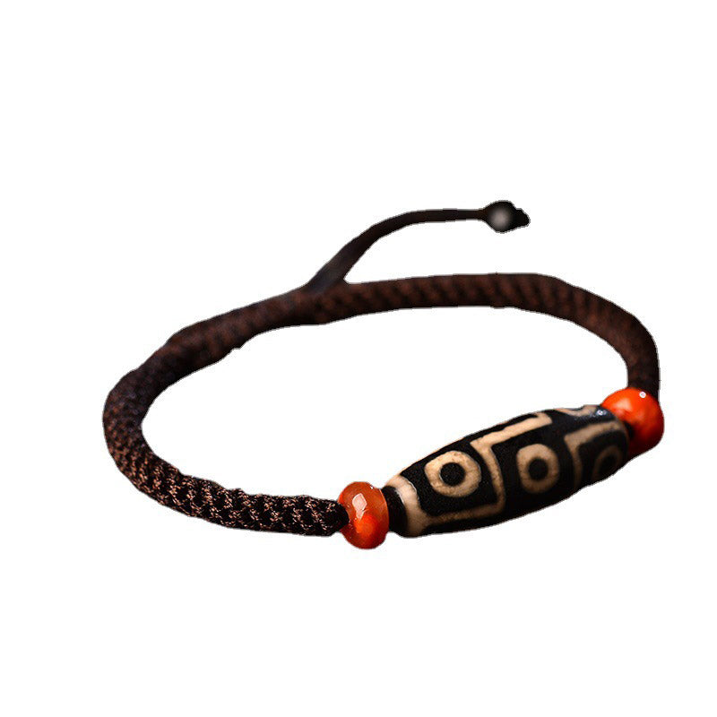 Unisex Nine-Eye Dzi Bead Agate Bracelet for Prosperity
