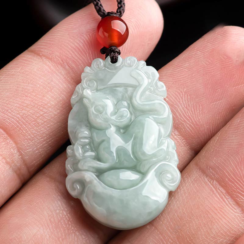 Unisex Jade Chinese Zodiac Success Pendant Necklace