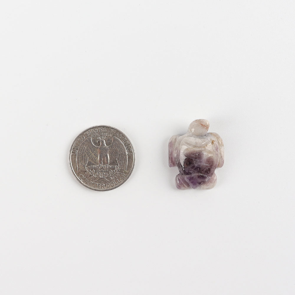 Mini 1.04" Amethyst Crystal Turtle Carving for Healing