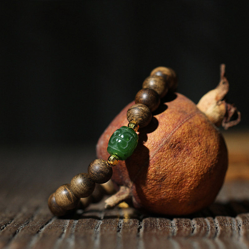 8mm Brunei Agarwood Lotus Peace & Strength Bracelet