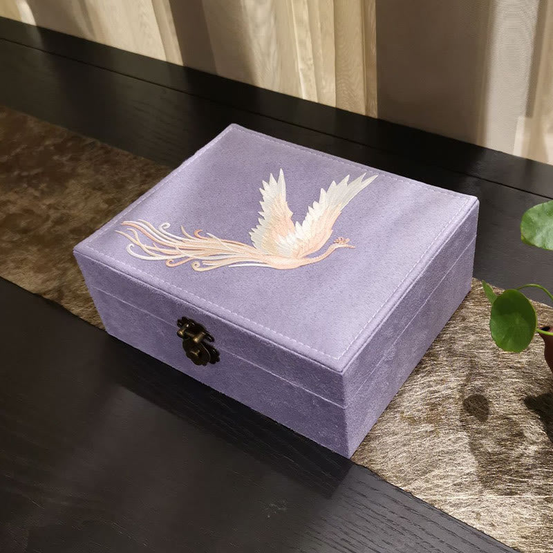 Two-Layer Purple Phoenix Flannel Jewelry Box Organizer
