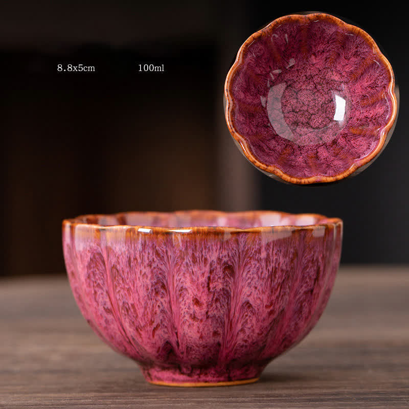 Peach Blossom Ceramic Teacup Beautiful Floral Tea Cup