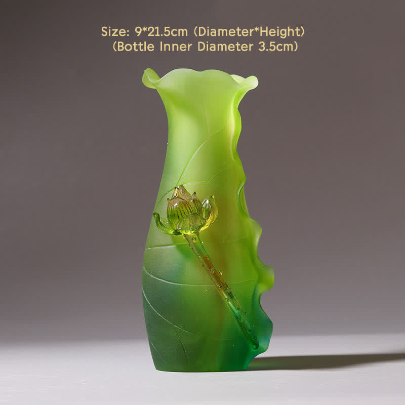 Handmade Liuli Feng Shui Lotus Crystal Art Piece