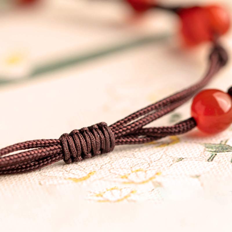 Calming Red Agate Moss Agate Cinnabar Bracelet