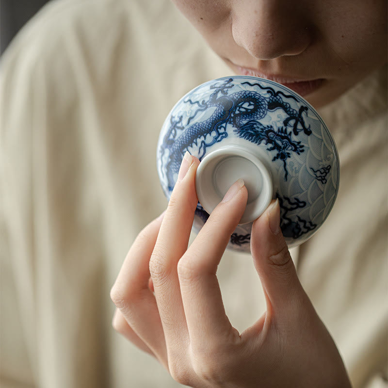 Blue Dragon Ceramic Teacup 80ml | Chinese Tea Cup