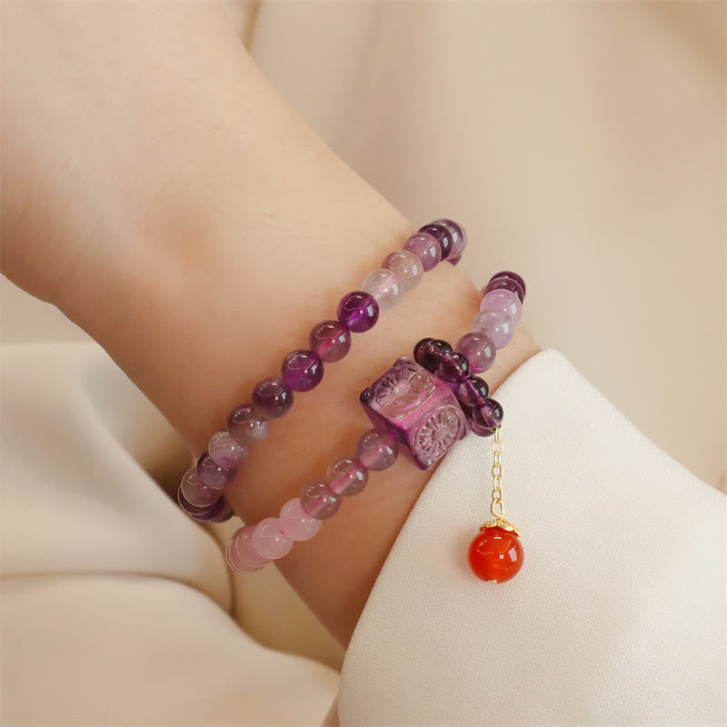Amethyst Citrine Double Wrap Bracelet for Positive Transformation