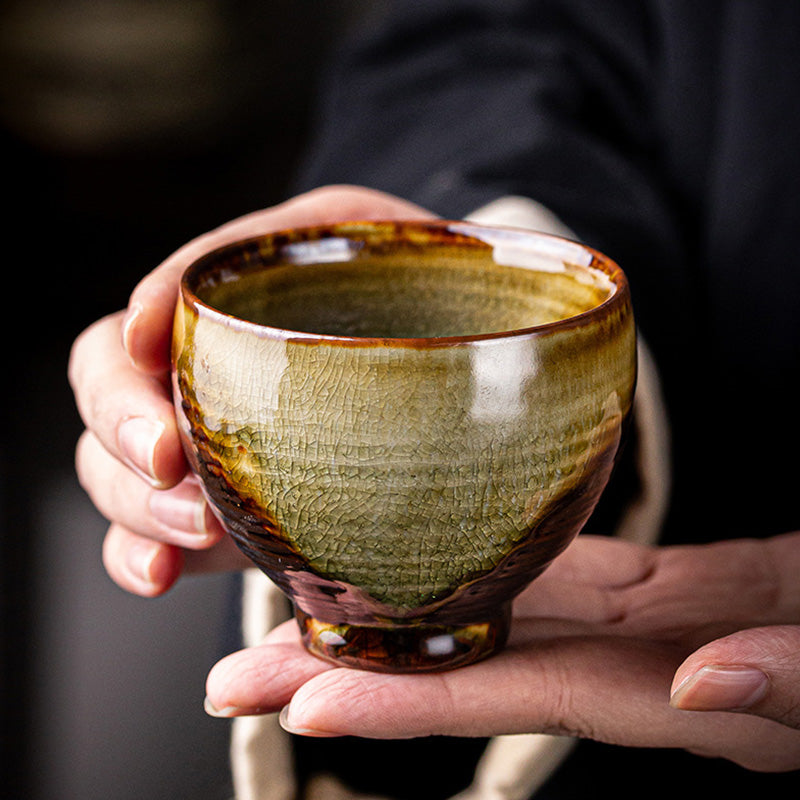 Retro Brown Ceramic Zen Teacup 130ml Meditation Cup