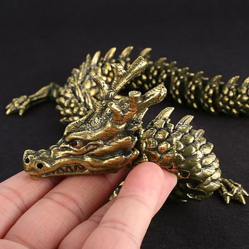 Brass Copper Dragon Statue, Symbol of Luck & Protection