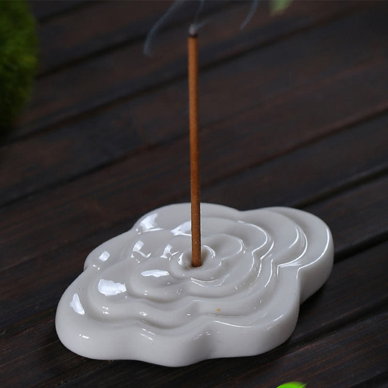 Mini Ceramic Incense Burner with Auspicious Cloud Design