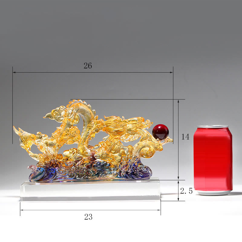 26cm Liuli Dragon Spiritual Statue for Protection & Strength