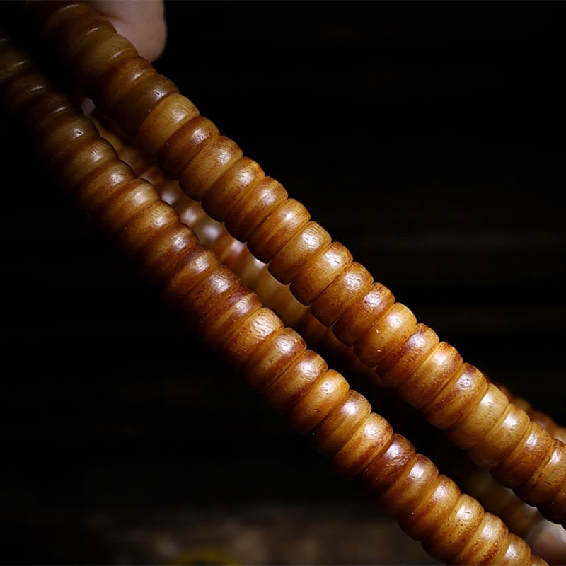 Tibetan Yak Bone 108-Bead Strength Mala Bracelet