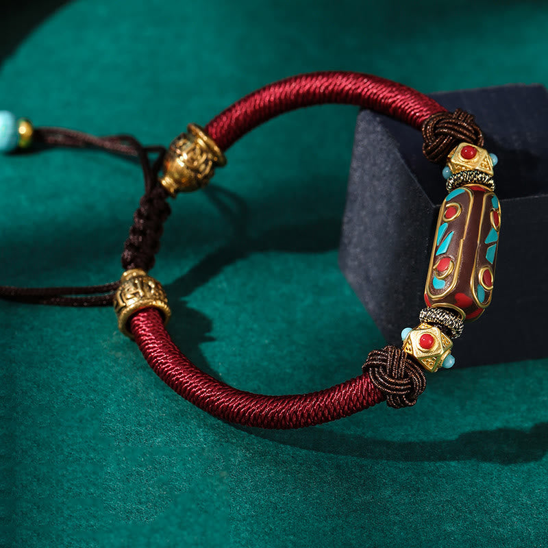 Unisex Tibetan Turquoise Om Mani Padme Hum Strength Bracelet