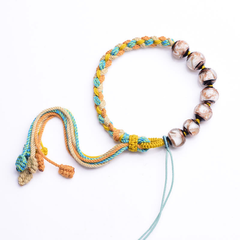 Multicolored Liuli Glass Spiritual Bead Bracelet Unisex