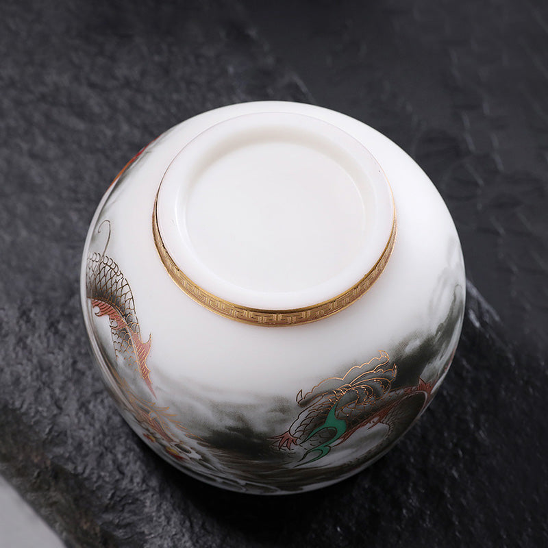 Gilt Gourd Dragon Porcelain Teacup 160ml Spiritual Tea Cup