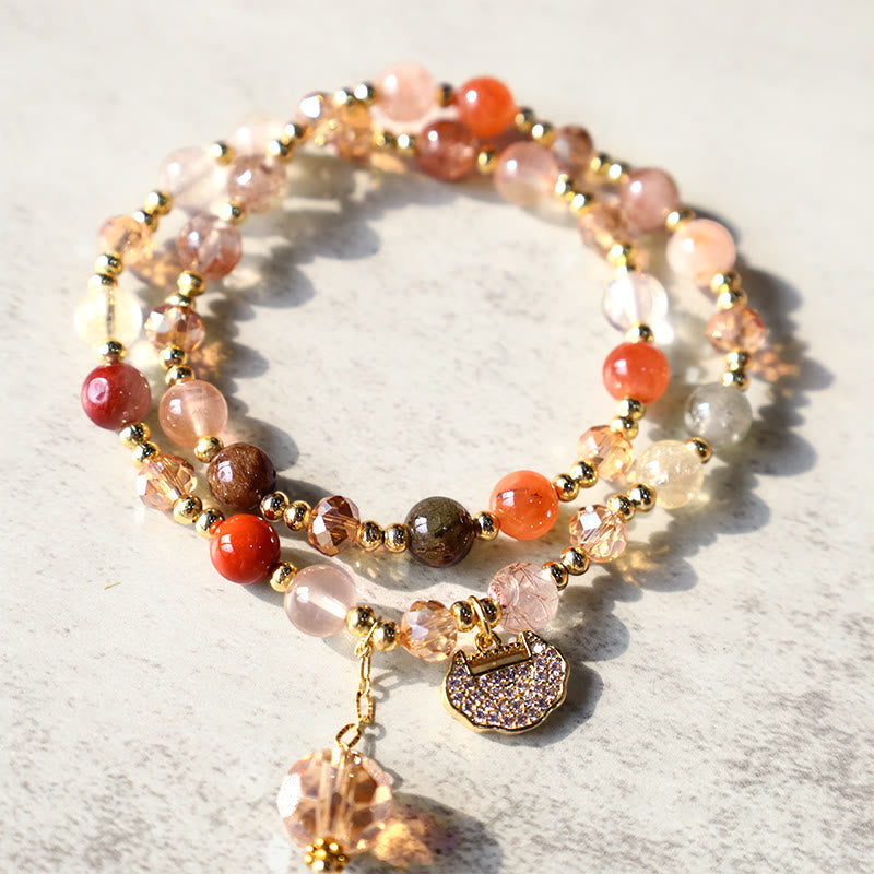 Rutilated Quartz Double Wrap Spiritual Growth Bracelet