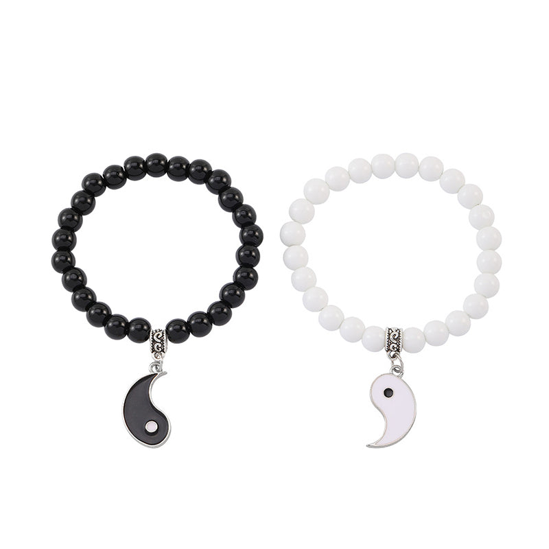 8mm Yin Yang Bracelet with Black Onyx & White Turquoise