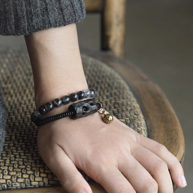 Black Rutilated Quartz Wisdom Bracelet 8mm for Balance