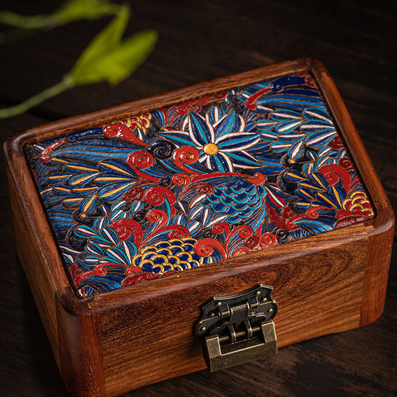 Rosewood Jewelry Storage Box with Floral Pattern | Zen Decor