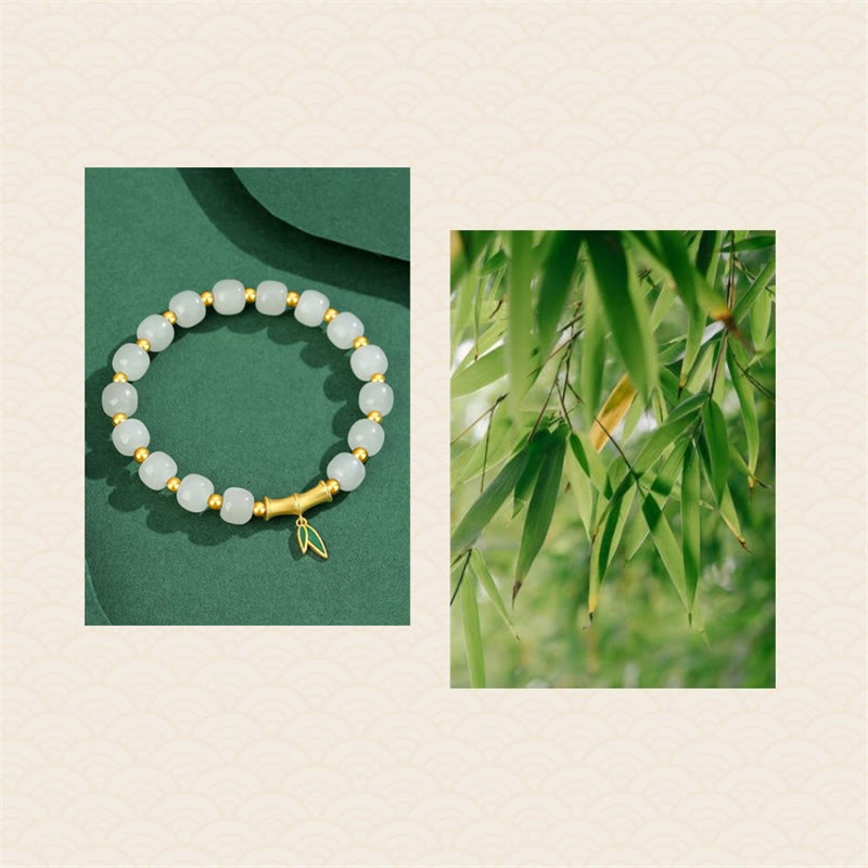 Sterling Silver White Jade Protection Bracelet 6*7mm