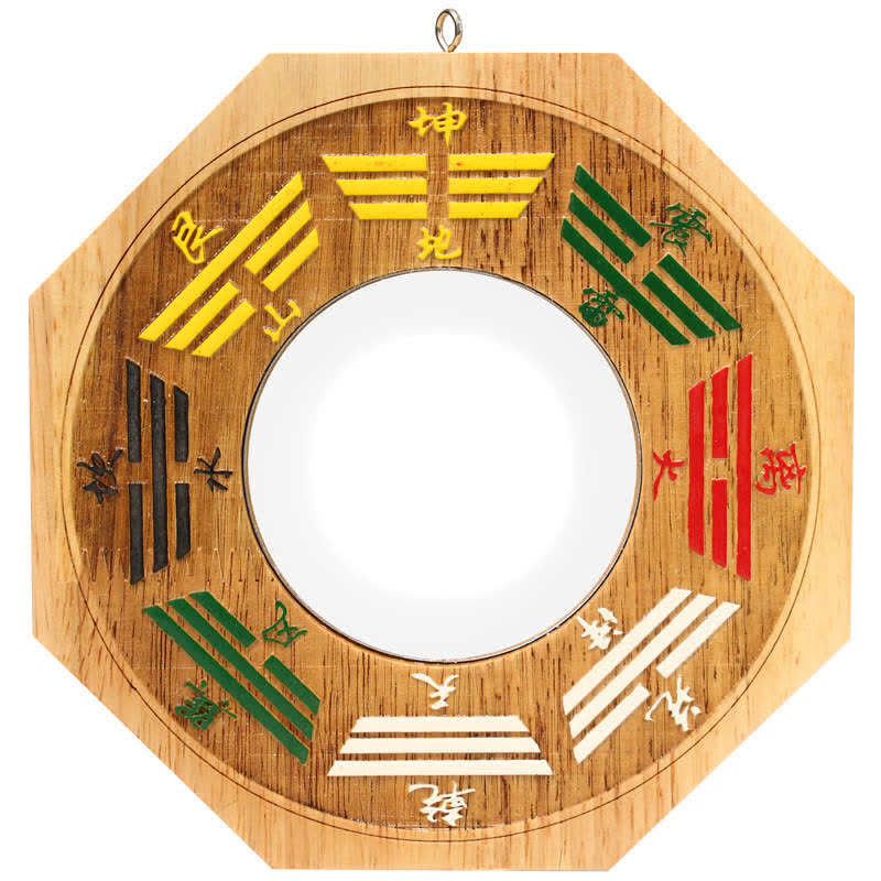 10cm Peach Wood Feng Shui Bagua Map Mirror for Balance