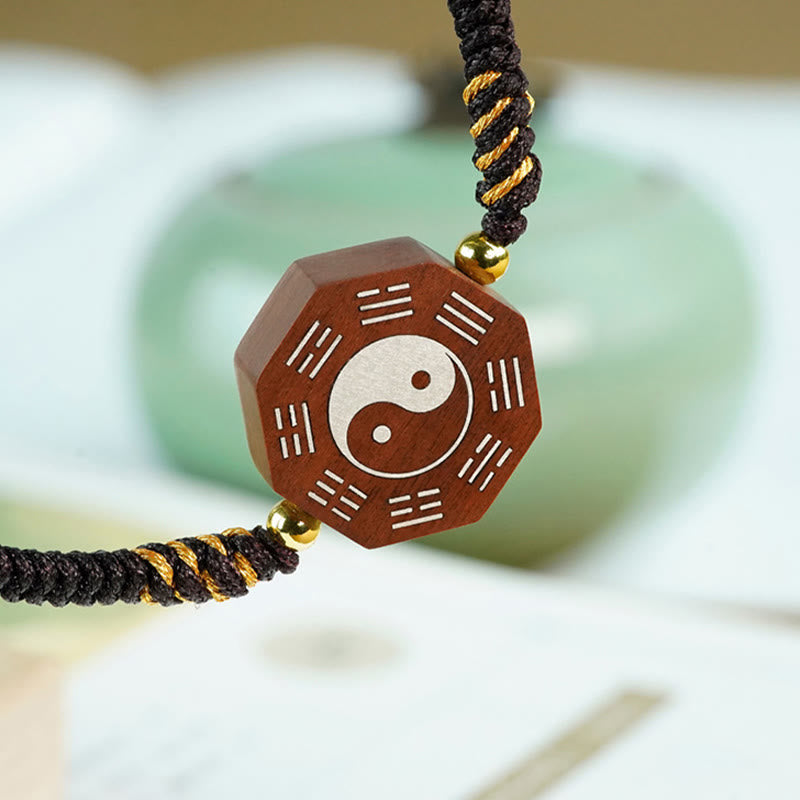 Small Leaf Red Sandalwood Yin Yang Protection Bracelet