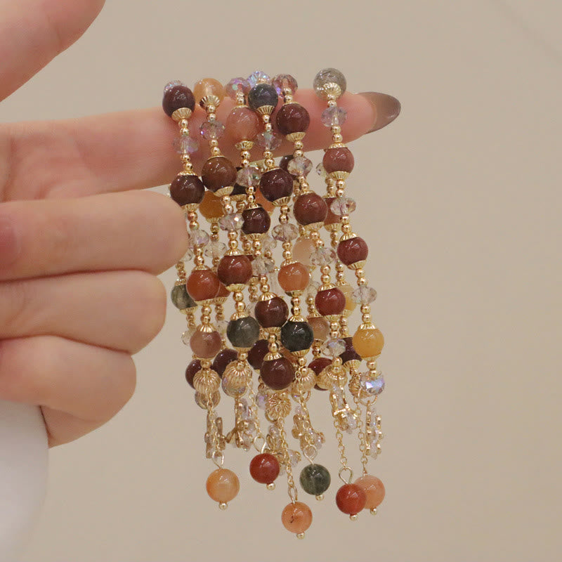 Rutilated Quartz Fu Lu Shou Wealth Butterfly Bracelet