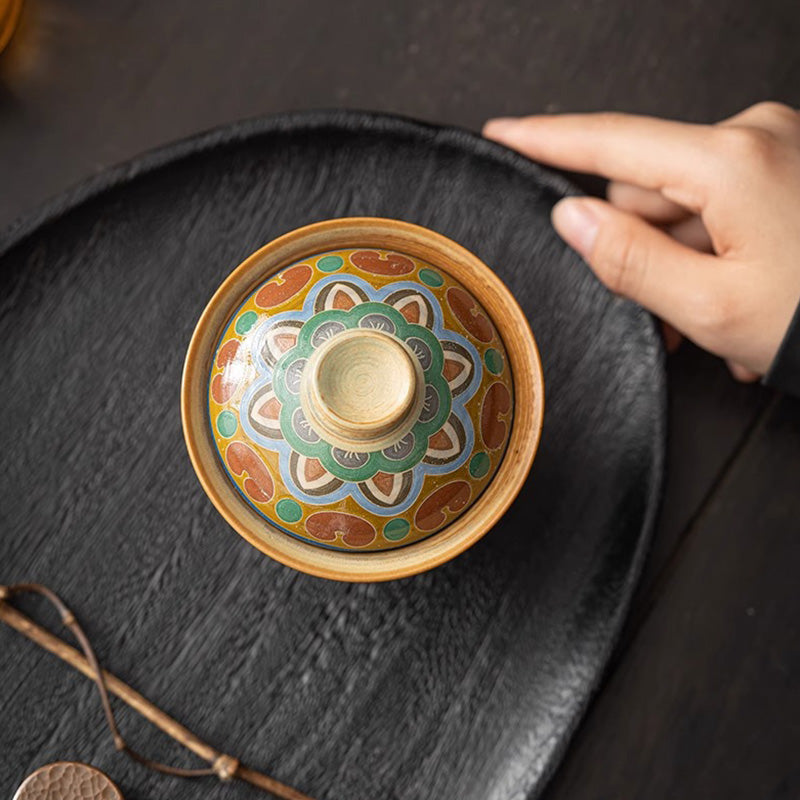Dunhuang Flying Apsaras Ceramic Gaiwan Tea Cup 150ml