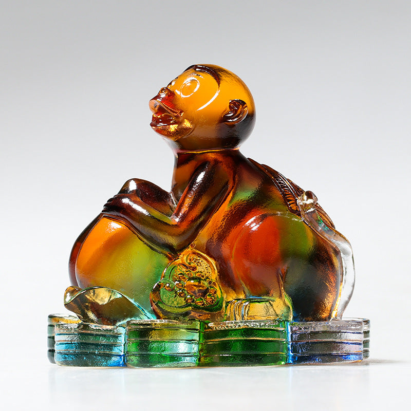 Handmade Liuli Crystal Chinese Dragon Figurine for Protection & Prosperity