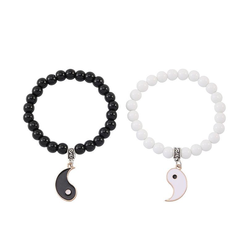 8mm Yin Yang Bracelet with Black Onyx & White Turquoise