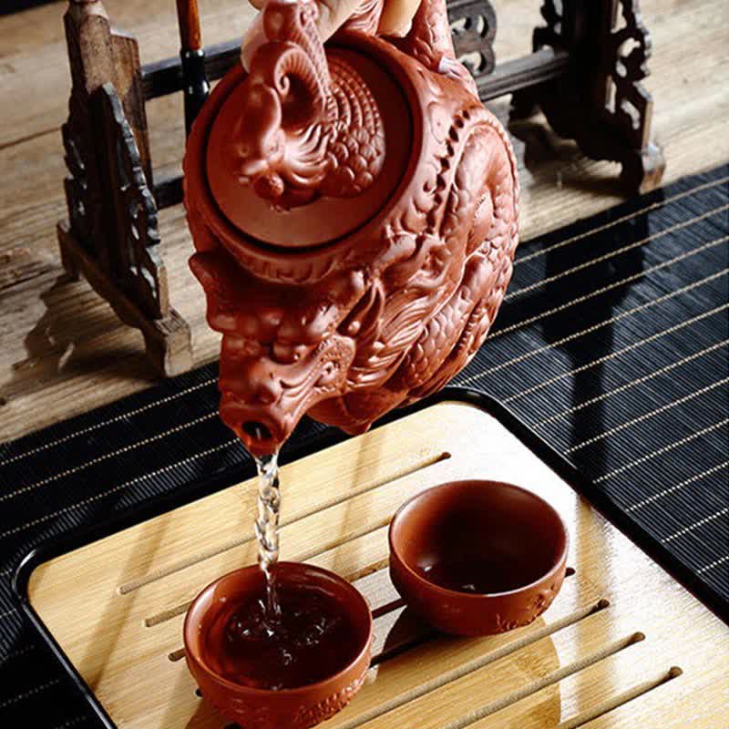 Chinese Dragon Statue Ceramic Teapot | Healing Sounds