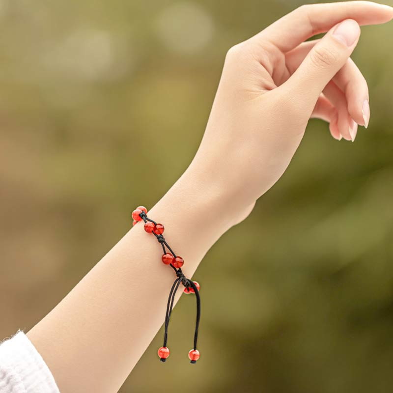 Calming Red Agate Moss Agate Cinnabar Bracelet
