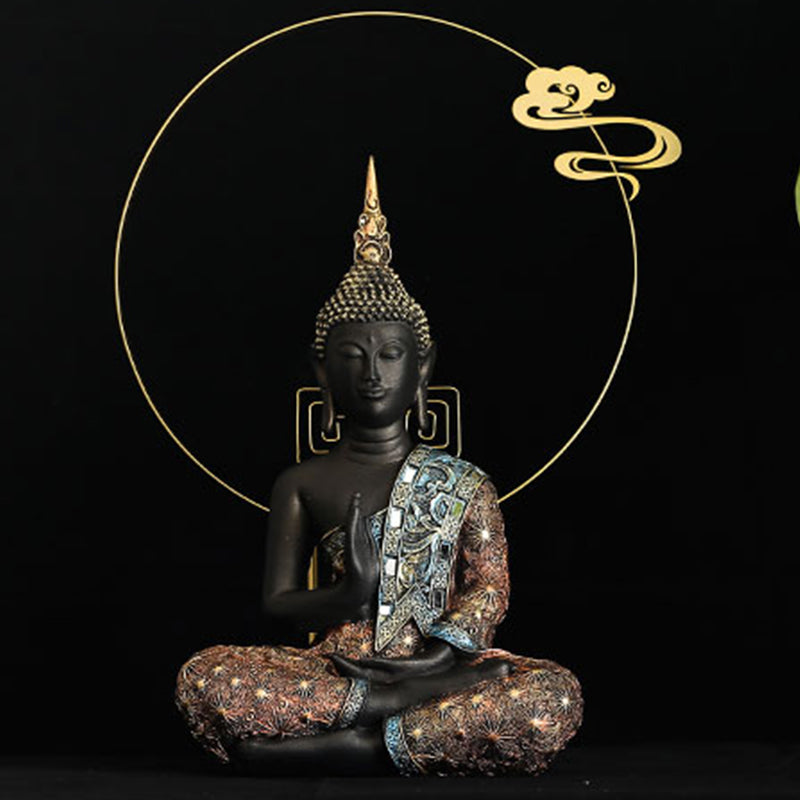 Tibetan Buddha Statue Resin Feng Shui Home Decor 14x20cm